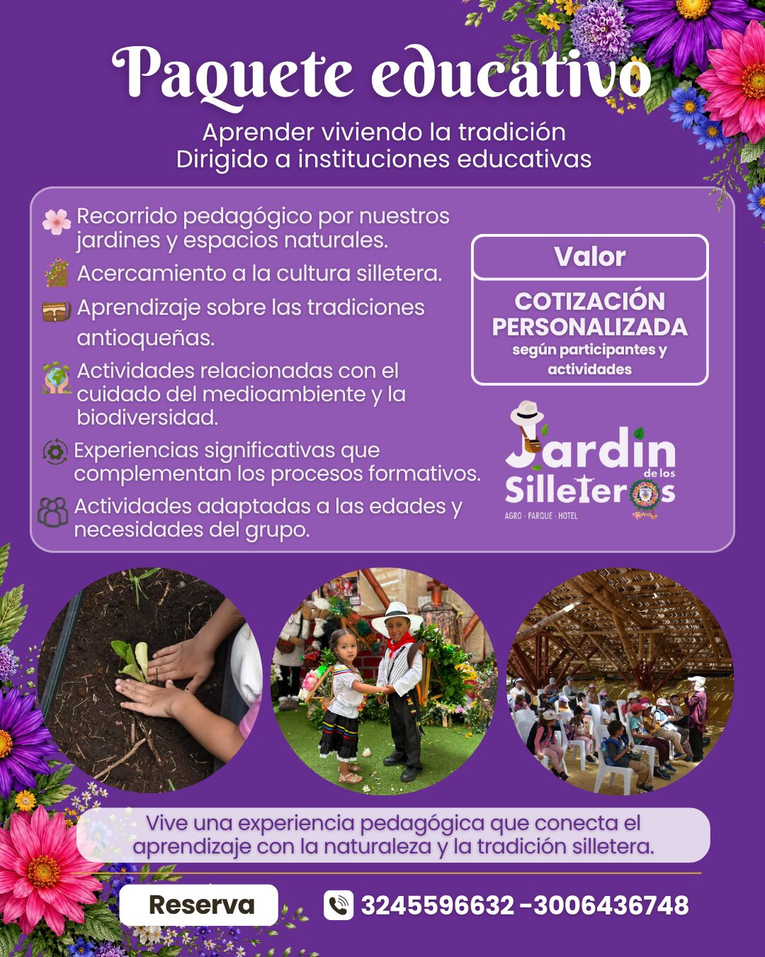 Información de pasadía del Jardín de los Silleteros