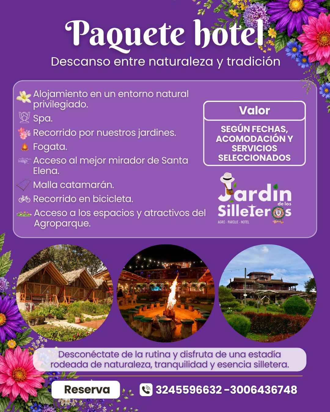 Información de pasadía del Jardín de los Silleteros