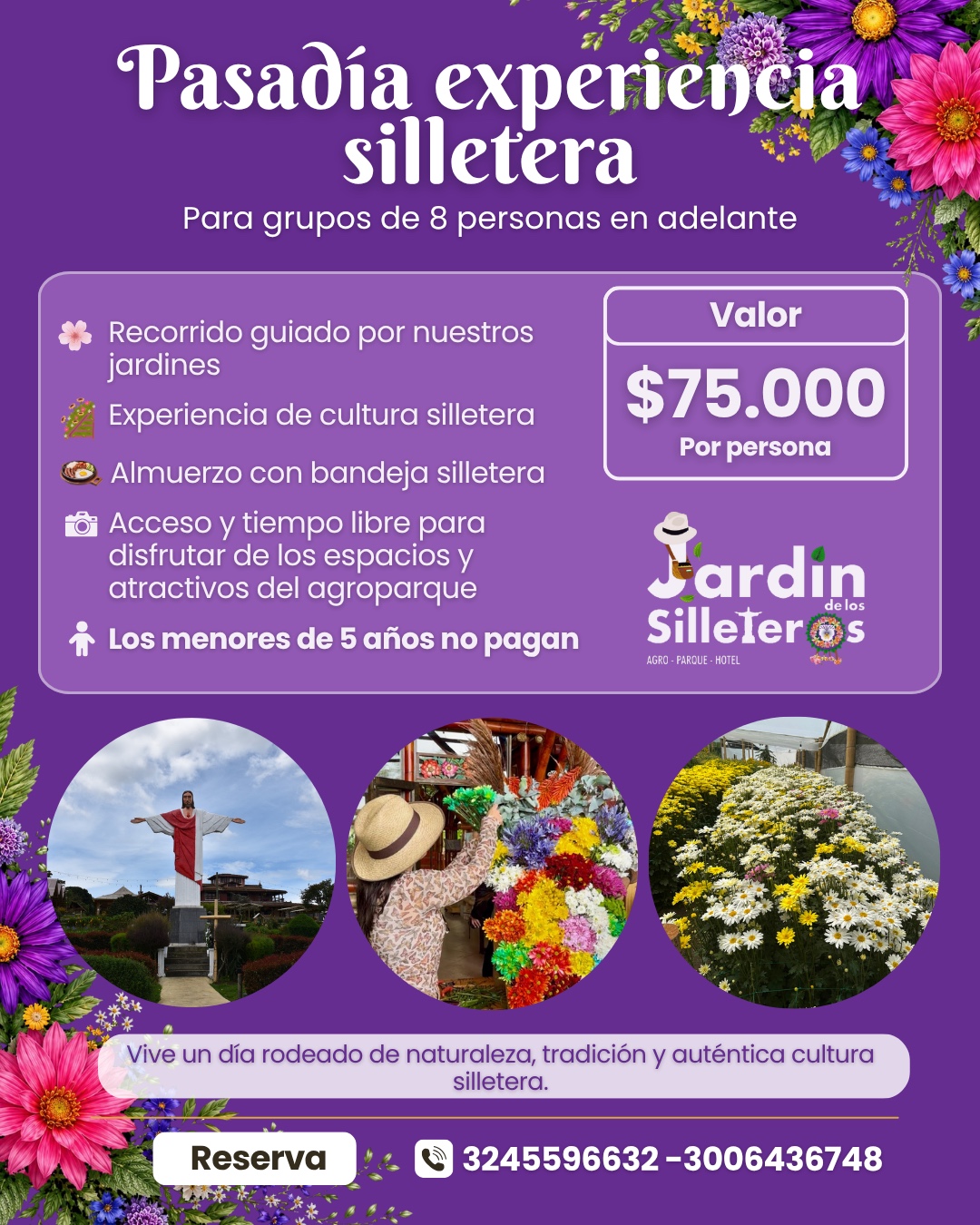 Información de pasadía del Jardín de los Silleteros