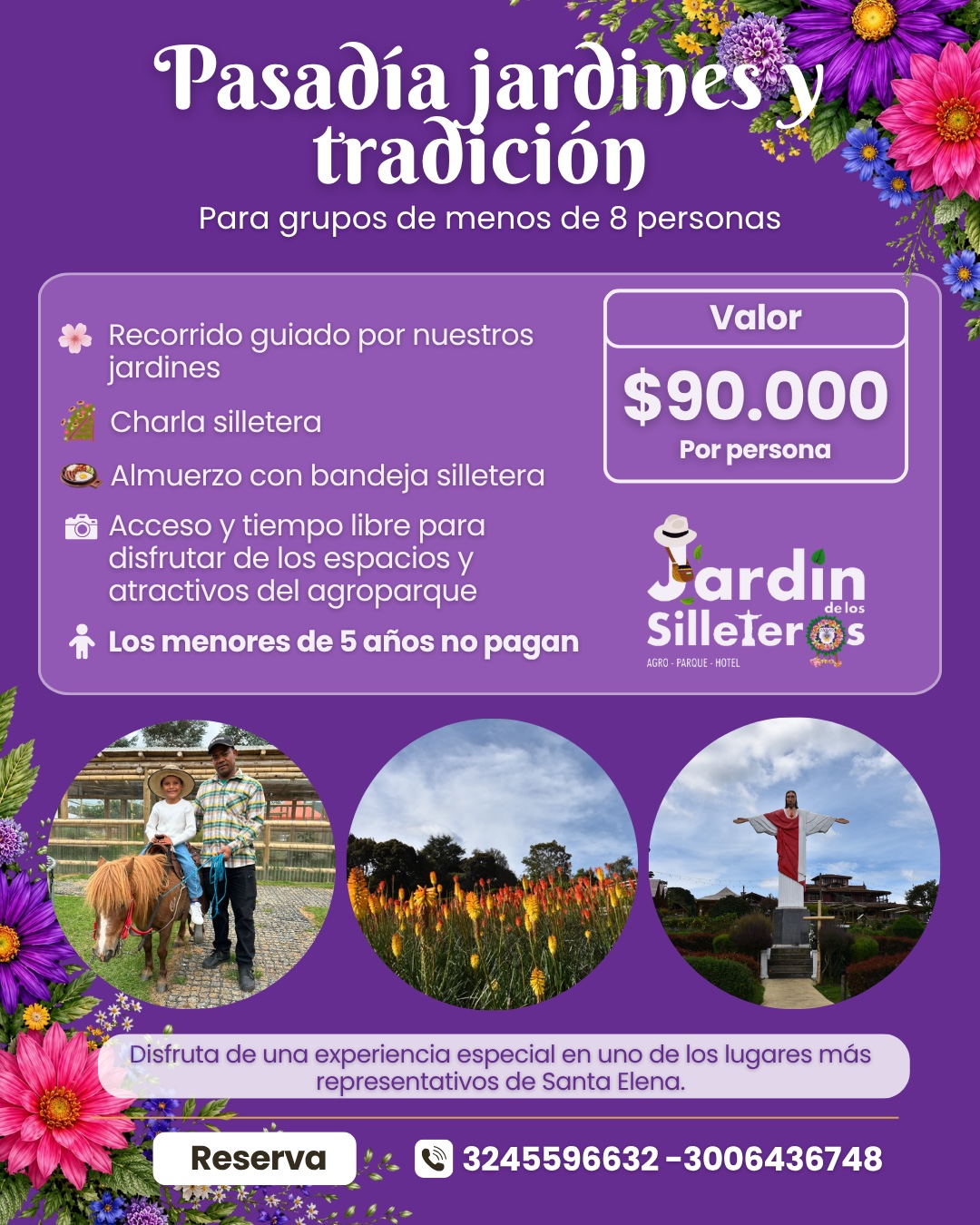 Información de pasadía del Jardín de los Silleteros